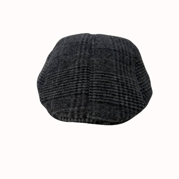 Mens Charcoal Plaid Flat Cap Mens L Classic Newsboy Ivy Hat Cabbie Style Fall - Picture 5 of 10